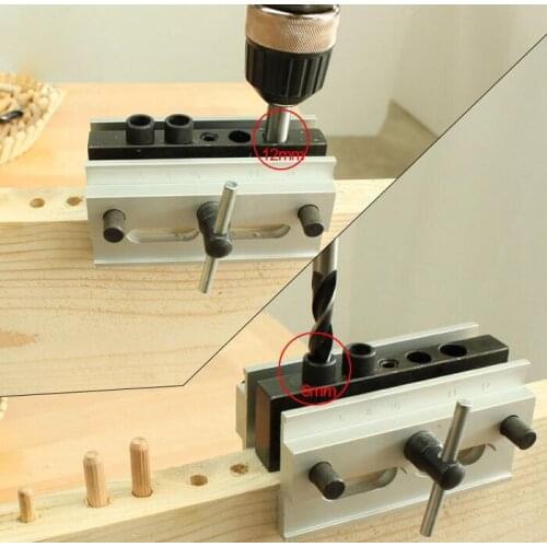 Woodworking Self-Centering Doweling Jig Kit Drill Guide Set With 1/4'' 3/8'' 5/16'' Drill Bushings Hole Jig Puncher Tools