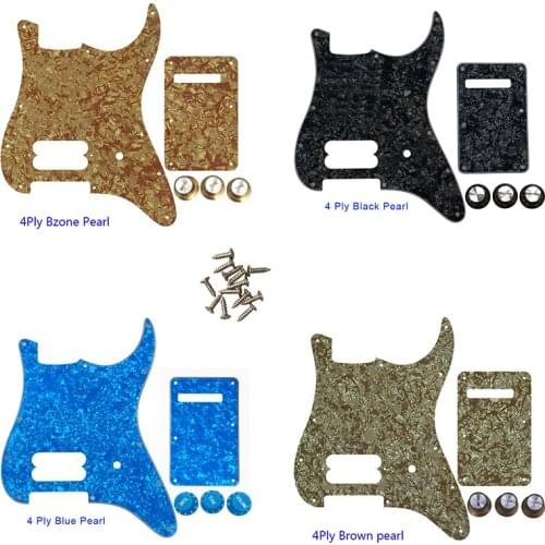 Pleroo Parts - For FD US 72' 11 Screw Hole Standard Strat Player Humbucker H Guitar Pickguard & Back Plate & Control Knob