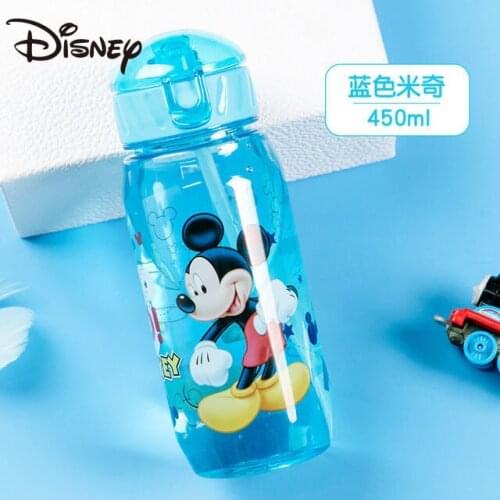 Disney Childrens straw cup Plastic portable anti-fall primary school boys and girls baby cup thermos bottle kawaii water bottle