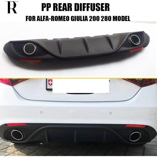 Giulia Change to 2 Outlet PP Rear Bumper Diffuser with Exhaust Tips & Red Reflector for Alfa Romeo Giulia 2016 2017 2018 2019