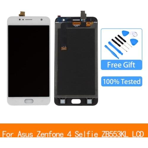 For Asus Zenfone 4 Selfie ZB553KL LCD screen assembly with front case touch glass, X00LD LCD Display white Black