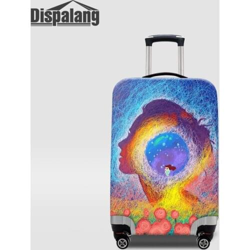 Spandex Waterproof Trolley Suitcase Cover Custom Logo Painting Print Elastic Dustproof Travel Luggage Cover For 18-32 Inch Case