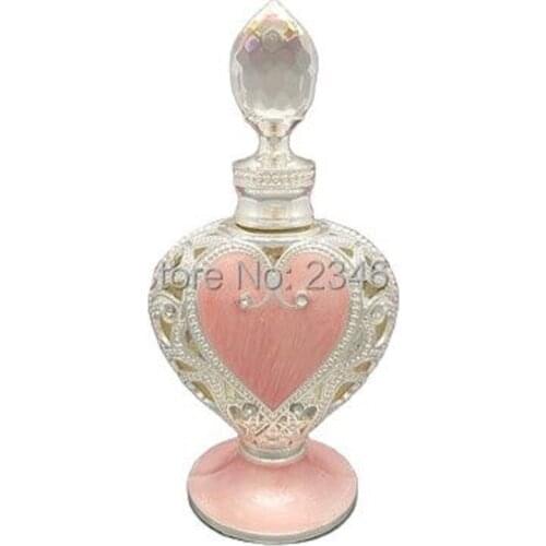 12ml Heart-Shape Glass Crystal Essential oil Dropper Bottle Pigment Perfume Container Vials Portable Empty Cosmetic Packaging