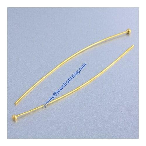 Jewelry Making findings Raw brass metal Ball head Pins Ball pins wholesale 0.6*60mm with 2mm beads shipping free