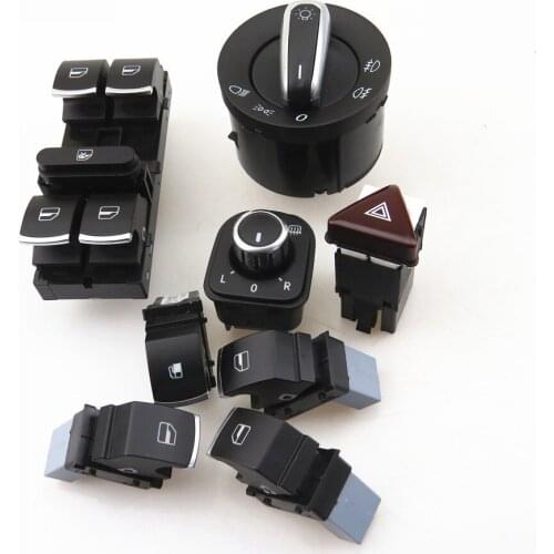 FHAWKEYEQ Chrome Headlight Rearview Mirror Control Knob Window Master Switch For VW GTI MK5 Golf 5 Jetta MK5 Rabbit 5ND 941 431A