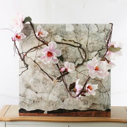 185cm Artificial Magnolia Flower Rattan Silk Fake Flower Vine Azalea Arbitrary Bending Branches Wedding Home Decor