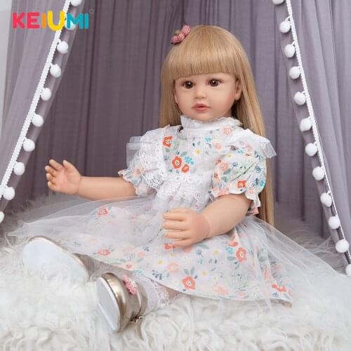 KEIUMI 60CM Pretty Super Long Hair Reborn Baby Girl Fast Delivery Excellent Quality Alive Reborn For Children Fashion