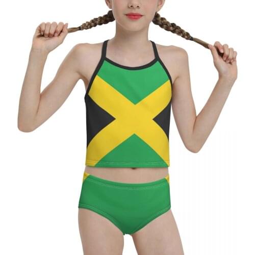2021 Patriot swimming suit for junior high school Girl Print Flag Of Jamaica Tapestry Bikini Wholesale Brand for Children Girl