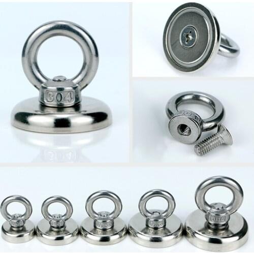 Multi Sizes Magnetic Hook Super Strong Magnet Pot Salvage Fishing Hook Eyebolt Strongest Permanent Powerful Magnetic Hook 2021