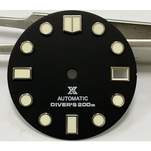 Mod SKX007 Black Marine Master Watch Dial Super Luminous Date Window Suitable Japan NH35A Automatic Movement