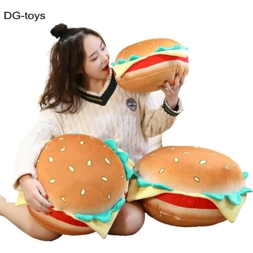 3D Printed Hot Dog Burger Stuffed Pillow Lifelike Ham Lettuce Hamburg Chair Sear Pillow Bed Sleeping Waist Cushion for Boy Gift