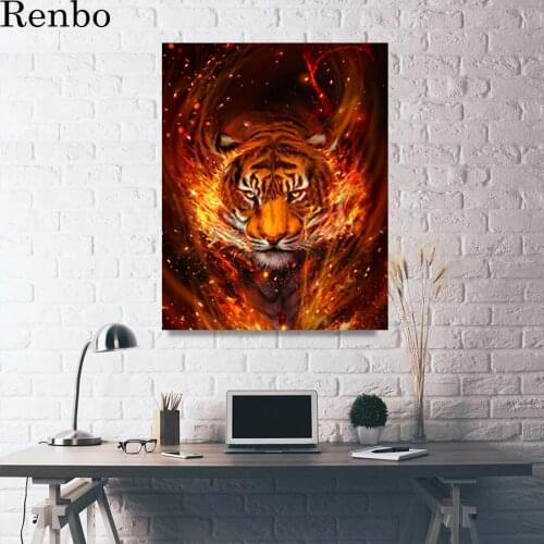Full Square Drill Flame tiger DIY Diamond Painting Crystal Embroidery Cross Stitch Needlework Mosaic Painting animal Decor Gift