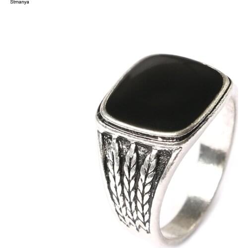 New Fashion Antique Silver Color Unisex Punk Style Luxury Square Shaped Vintage Rings for Men Fine Jewelry Bohemian 31031