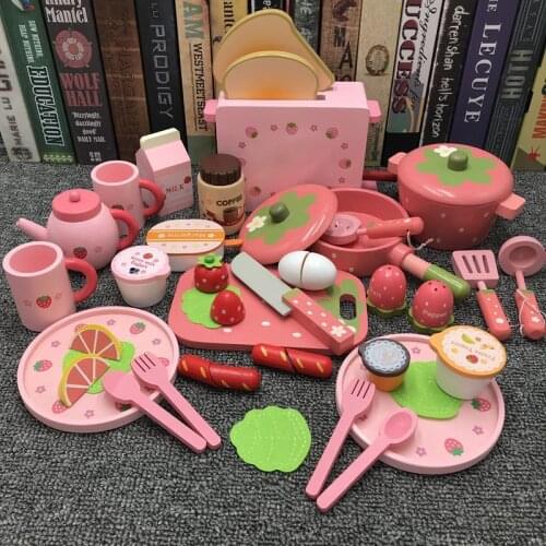 New Strawberry Toast Toaster Set Combination Simulation Home Children Young House Play House To See Toys