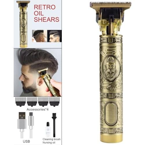 Rechargeable Professional Electric Hair Clipper Hair Trimmer Machine Vintage Engraving Shaving Machine