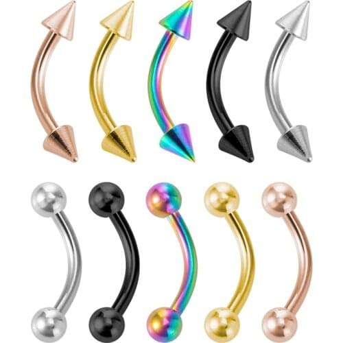 5PCS Curved Barbell 16G Surgical Steel Eyebrow Piercings Cartilage Stud Navel Rings Piercing Belly Button Lip Ring Body Jewelry