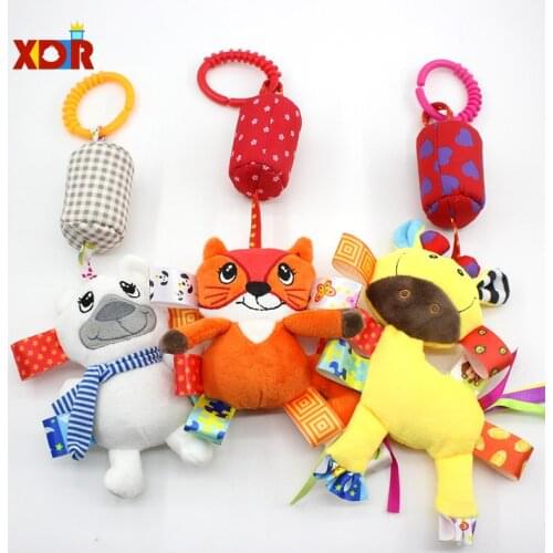 Baby Bed Bell Cute Newborn Soft Plush Crib Hanging Rattle Toys For Crib Bed Stroller Cartoon Animal Hanging Rattle Doll