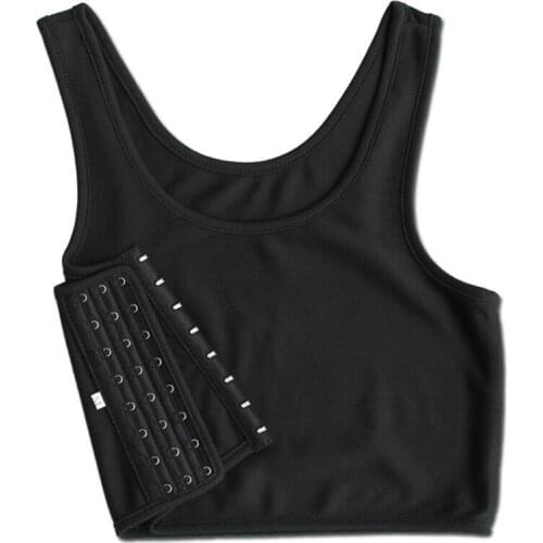 Casual Sportwear Chest Breast Binder Trans Crop Top Flat Breast Binder Les Corset Stretch Body Shaping Buckle Black Tank Top