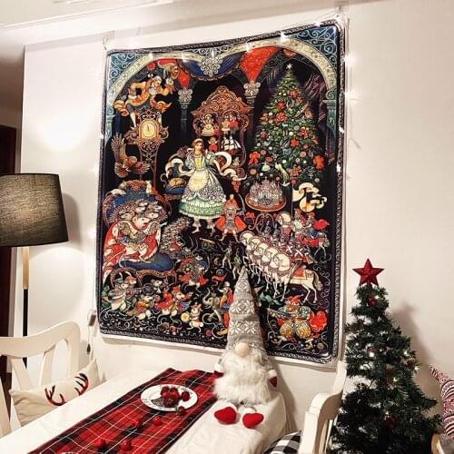 Retro Court Nutcracker Fairy Tale Christmas Layout Background Fabric Vintage Bedroom Decorative Hanging Cloth Wall Tapestry