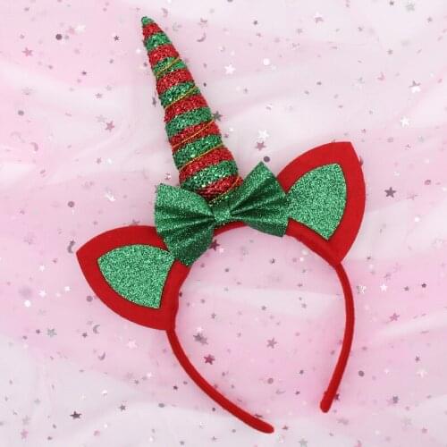 Christmas Hair Accessories Unicorn Hair Band Small Bow Hoop Children Cute Hair Decoration Holiday Party Headband
