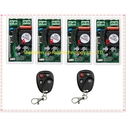 Most simple wiring AC220V 1CH Radio Controller RF Wireless Relay Remote Control Switch 315 MHZ 433 MHZ 2Transmitter +4 Receiver