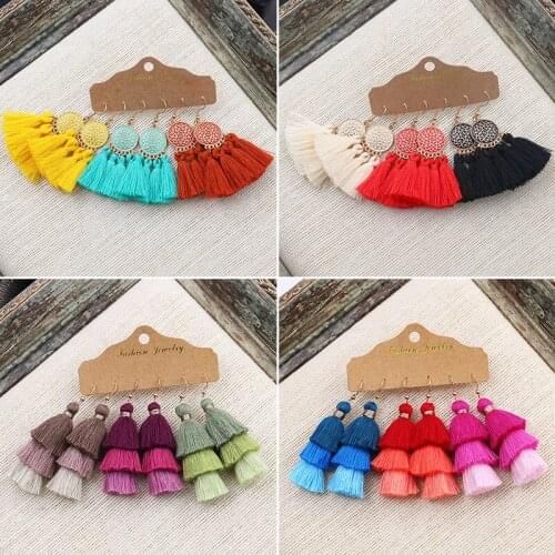 Fresh tassel metal umbrella earrings female gradient silk cotton fabric tassel earrings 2020 ladies fashion jewelry jewelry gift