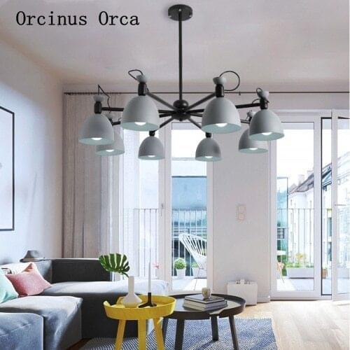Northern Europe post modern simple color Iron Art Chandelier living room dining room bedroom creative personality led Chandelier