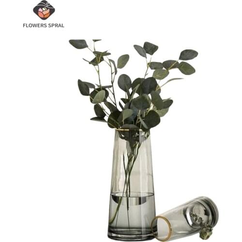 Light Luxury Golden Glass Vase Simple Decoration Home Living Room Dining Table Dried Flower Flower Arrangement Decoration