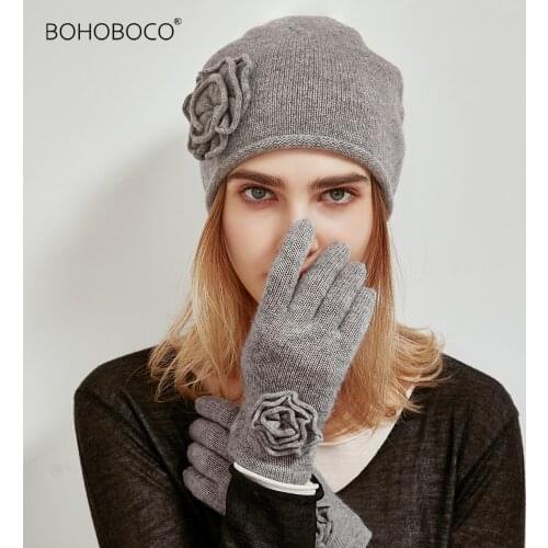 Warm pure cashmere gloves in winter knitting pure color thick gloves in winter