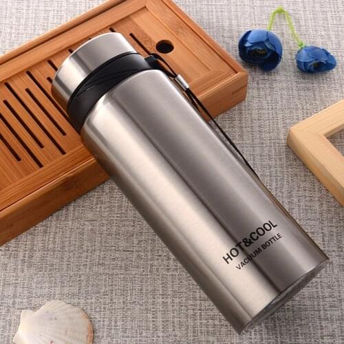 600/750ml Double-wall Stainless Steel Chilly Bottle Portable Rope Thermos Cup Outdoor Sport Vacuum Flask Thermal Mug for Travel