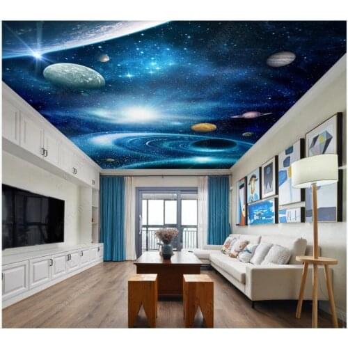 WDBH custom photo 3d ceiling murals wallpaper Fantasy universe starry sky planet decor 3d wall murals wallpaper for walls 3 d