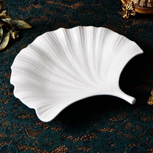 Western plate, white apricot leaf plate, European style delicacy dish, fruit plate, underglaze porcelain plate, wedding tray