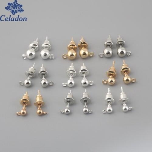 5x15mm 10pieces Earplugs+10 pieces Ear needle Gold Silver Rhodium Plated Metal Earring Findings for DIY Jewelry Making Accessory