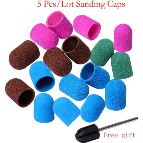 Remover Gel Pedicure Cuticle Sanding Caps 5 Pcs/Lot For Manicure Gel Remover Drill Bits Pedicure Cuticle Drill Accessories