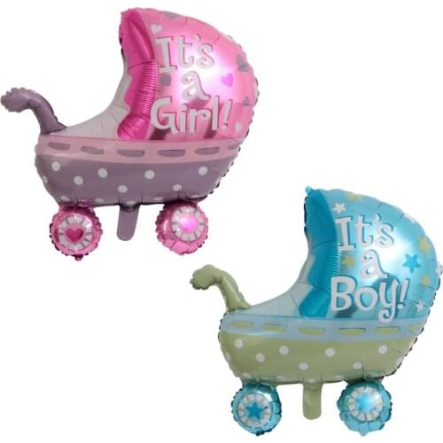 1pc Baby Stroller Shape Foil Balloon Girl Boy Helium Balloons Baby Shower Gender Reveal Party Decor Ball Party Supplies Kid Toy