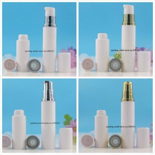 10ML white plastic airless bottle with gold/silver pump white lid for lotion/emulsion/serum/eye essence skin care cosmetic pack