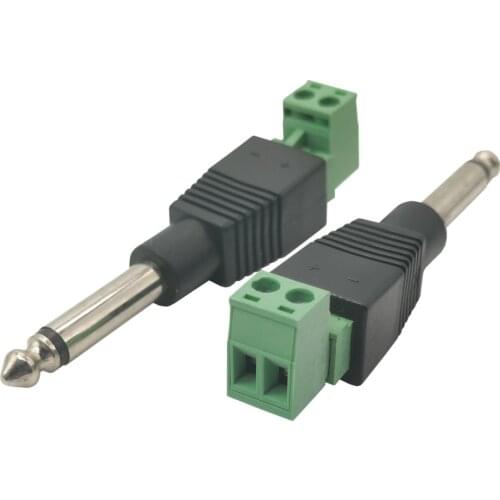 1x 6.35mm Mono Male 2 Pole Plug To AV Screw Video Balun Terminal Solderless Adapter Connector Adapt
