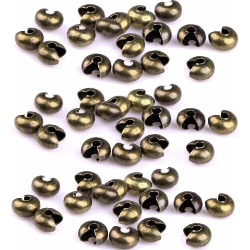 200pc 3 4mm Retro Round Antique Silver Bronze Tone Crimp Beads Cord End Caps For Jewelry Making Diy Bracelet Necklace Wholesae