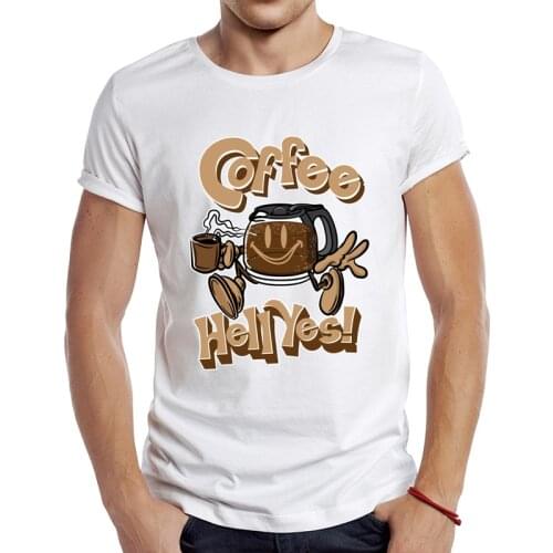 2021 Mens New Funny Coffee Design Short Sleeve T-Shirt Cool Printed Tops Hipster Tee Shirts