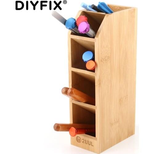 2UUL Bamboo Multi-Function Mobile Phone Repair Tool Desktop Organizing Storage Rack For Screwdriver Tweezers Storage