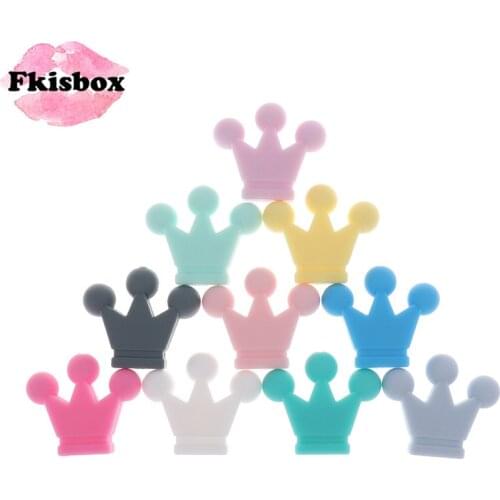 30PCS CROWN FOR BABY Silicone Pendant Teethers Food Silicon Beads Diy For Pacifier Silicone Baby Teething Funny Toys 32*27*7mm