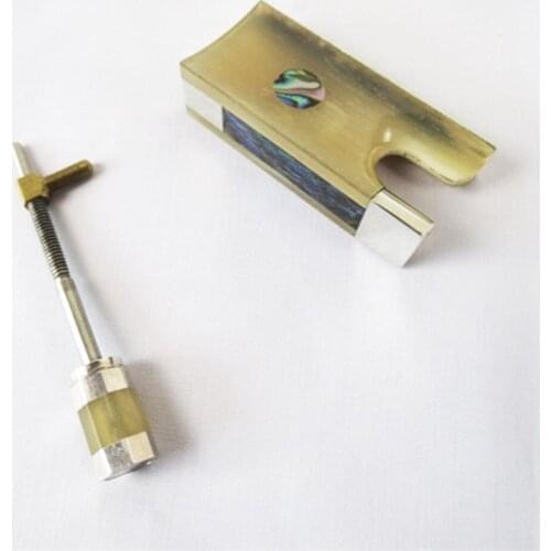 4/4 White Horn Frog w/ Screw fit Violin Bow Abalone Full Lined