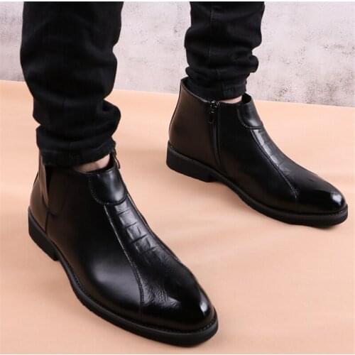 Spring Autumn Ankle Boots Black Vintage Classic Men Casual Leather Boots Casual Leather Shoes Fashion Chelsea Boots Men Shoes