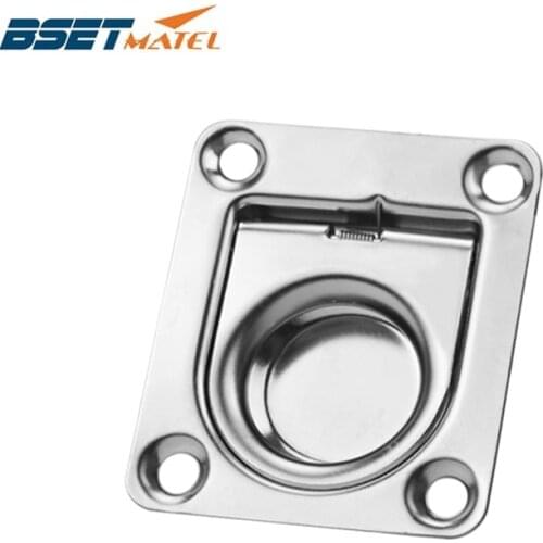 BSET MATEL Satinless steel 304 ANTI-RATTLE spring Flush Lift Ring Deck Hatch Pull Handle Locker Cabinet boat hardware