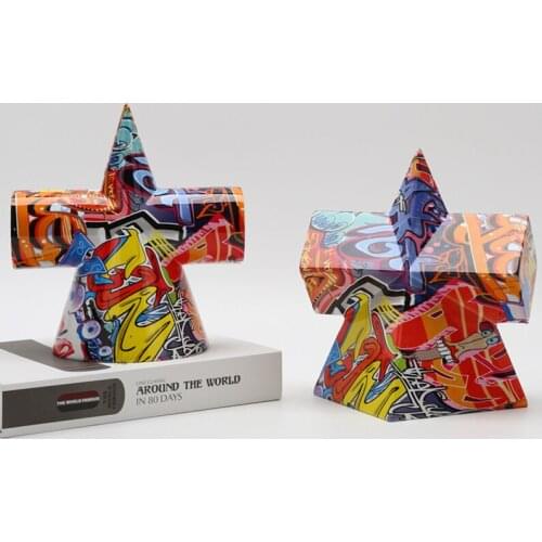 Color Resin Crafts Three-dimensional Geometry Rectangle Rectangular Gift Home Decoration Living Room Bedroom Decoration