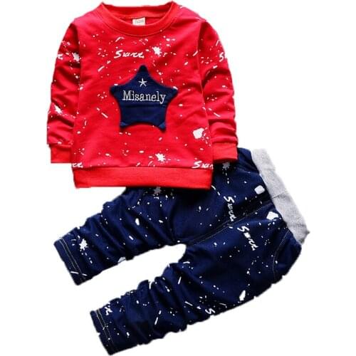 Childrens Causal Suits 2019 Spring Long Sleeve Boy Sports T-shirt + Casual Pants 2pcs 1-4Y Baby Kids Print Sweatshirt Sport Set