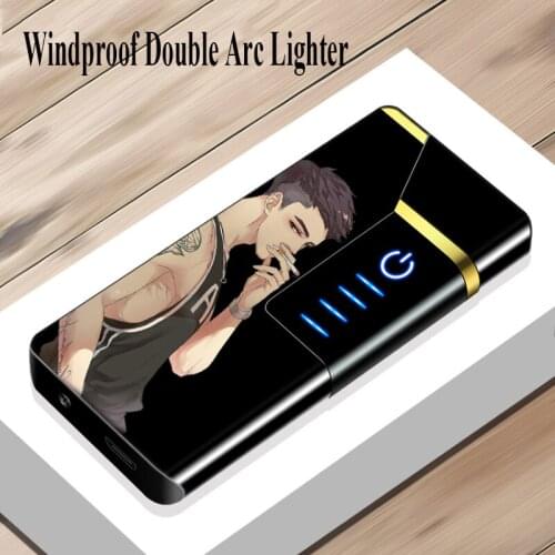 Ultra-thin Windproof Electric Lighter USB Rechargeable Plasma Lighters Cool Touch Sensor Double Arc Lighter Dropship Suppliers