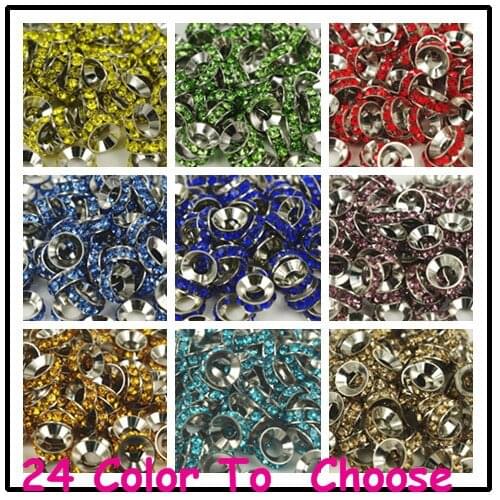Fgd12 10mm Mixed random color Rhinestone Crystal Rondelle Spacer Beads Lot,Best Fasion European Beads