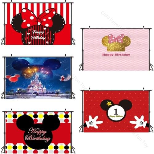 Disney Mickey Mouse Minnie Theme Birthday Party Backdrops Decorations Supplies Background Wall Cloth Children Gifts 210x150cm