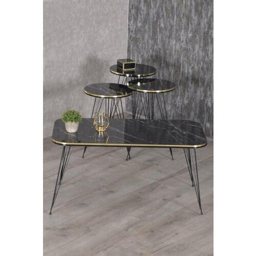 Zigon Coffee Table And Medium Coffee Table Set Kr Black Wire Foot Double Gold Bendir